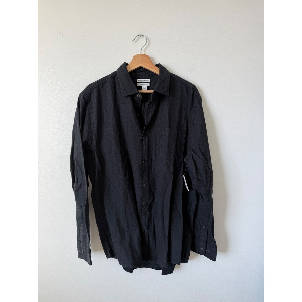 Amazon Essentials Men's Long Sleeve Flannel Shirt – Washed Black – Size Large - Picture 2 of 5